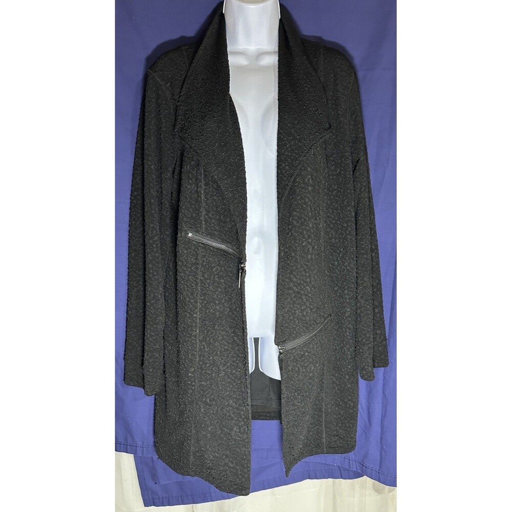 Investments black textured travel knit Lagenlook long art lux jacket Size L
